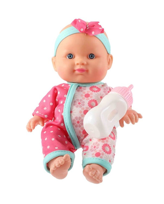 Babydocka med flaska – 21 cm