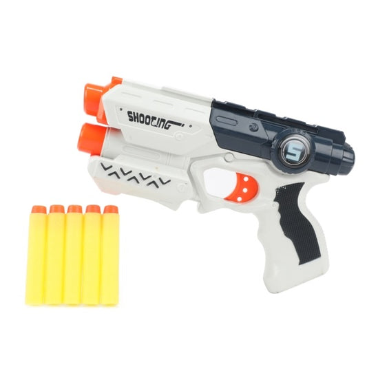 Foam Strikex Pistol – Vit (inkl. 5 pilar)