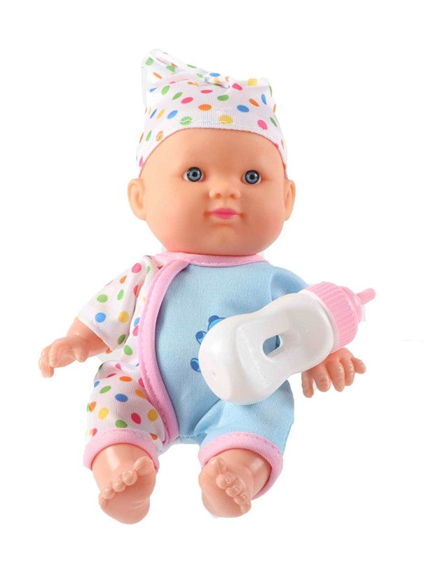Babydocka med flaska – 21 cm