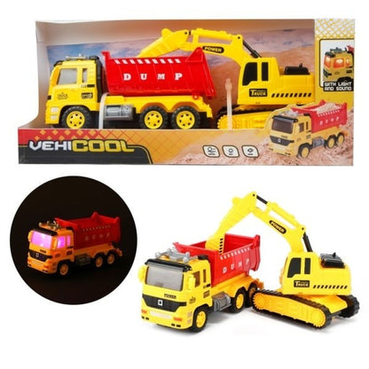 Lastbil och grävmaskin med ljus och ljud – Vehicool