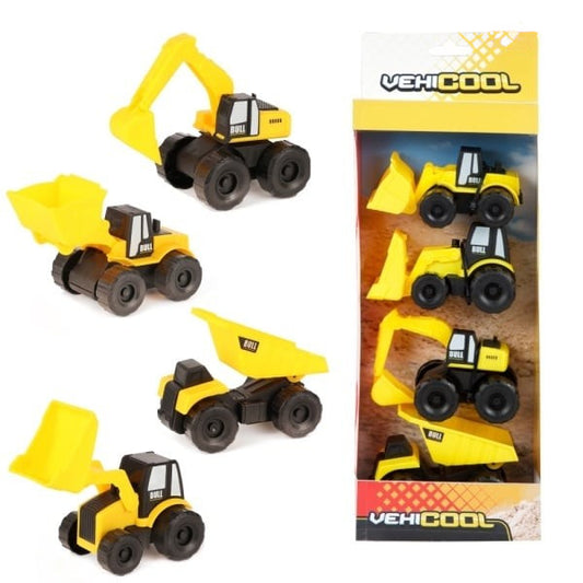 VEHICOOL Byggfordon – Set med 4 fordon